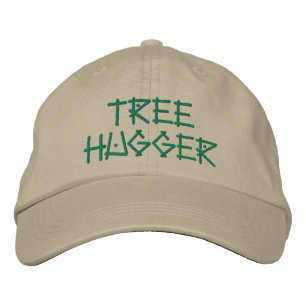 Cute Tree hugger Quote Grönt Khaki Broderad Keps