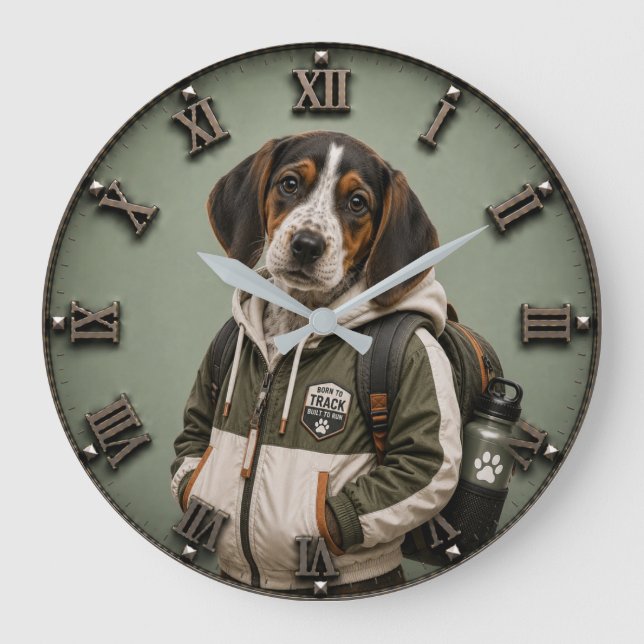 Cute Treeing Walker Coonhound Puppy Stor Klocka (Framsida)