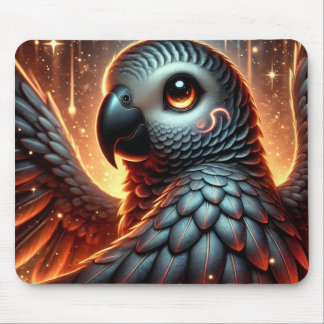 Cute Trendig African Grått Parrot | Anime Mousepad Musmatta