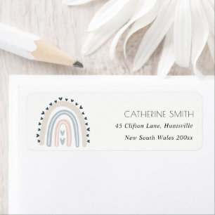 CUTE TRENDIG  BLUE KIDS HEART RAINBOW ADRESS RETURADRESS ETIKETT