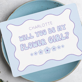 Cute Trendig Blue Personlig Flower Girl Frieri Kort