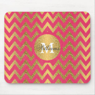 Cute trendig chevron zigzag faux guld glitter musmatta
