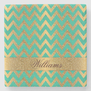 Cute trendig chevron zigzag faux guld glitter stenunderlägg