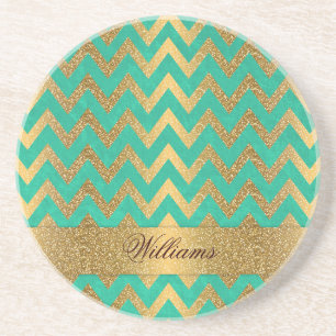 Cute trendig chevron zigzag faux guld glitter underlägg