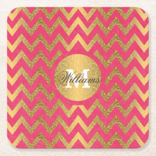Cute trendig chevron zigzag faux guld glitter underlägg papper kvadrat
