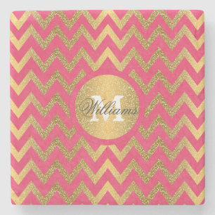Cute trendig chevron zigzag faux guld glitter underlägg sten
