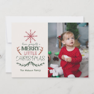 Cute Trendig Family 2 Photo Merry Little jul Julkort
