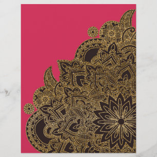 Cute trendig faux guld glitter henna reklamblad