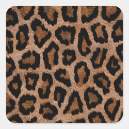 Cute Trendig Faux Päls Animal Leopard Skriv ut Mön Fyrkantigt Klistermärke