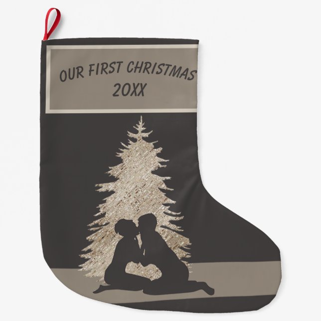 Cute Trendig Första jul tillsammans Stor Julstrumpa (Framsidan)