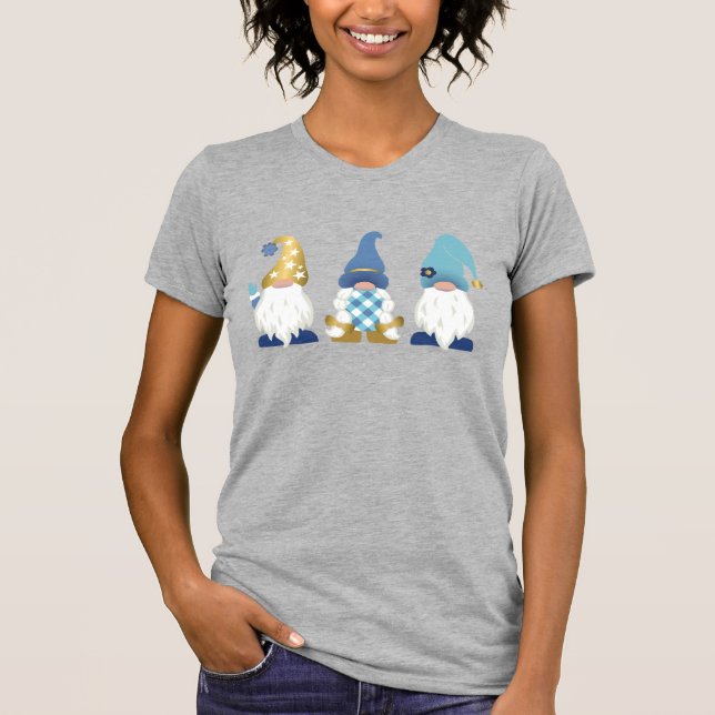 Cute Trendig Gnomes Blue Guld White Buffalo Play T T Shirt (Framsida)