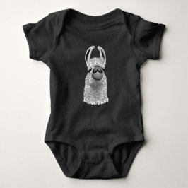 Cute Trendig Grått och White Mönster Llama Baby Tee