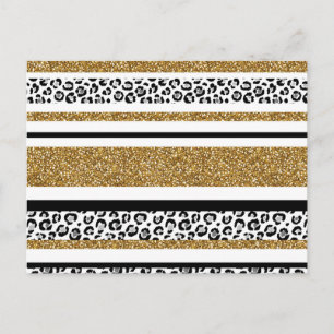 Cute trendig guld faux glitter leopard rand vykort