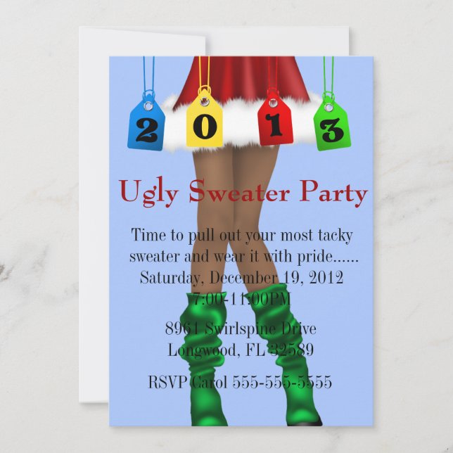 Cute Trendig Helgdag/jul Ugly Sweater Party Inbjudningar (Framsida)