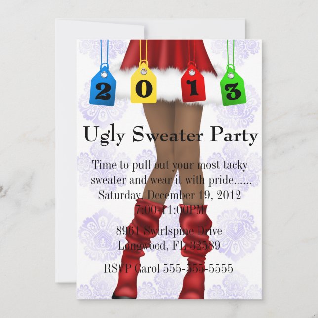 Cute Trendig Helgdag/jul Ugly Sweater Party Inbjudningar (Framsida)