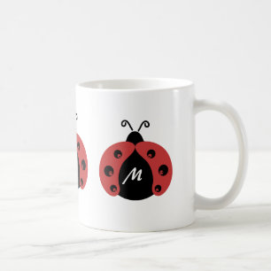 Cute trendig ladybug monogram kaffemugg
