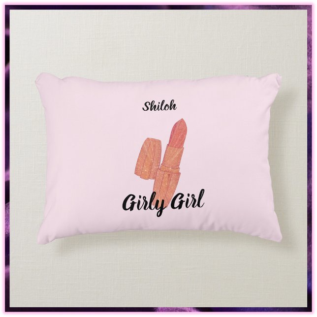 Cute Trendig Lipstick Rosa Prydnadskudde (Skapare uppladdad)