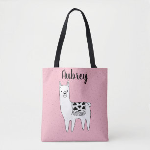 Cute Trendig Llama Sketch & Namn Tygkasse