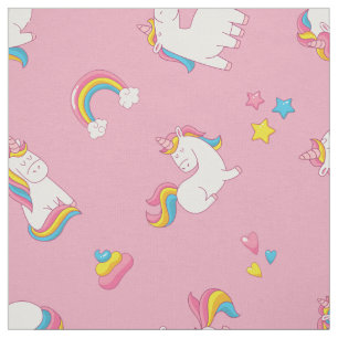 Cute TRENDIG Magic Unicorn Pastel färg rosa Tyg
