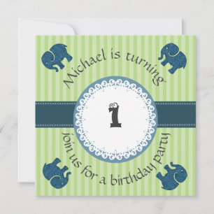 Cute trendig, modern elefant mönster födelsedag inbjudningar