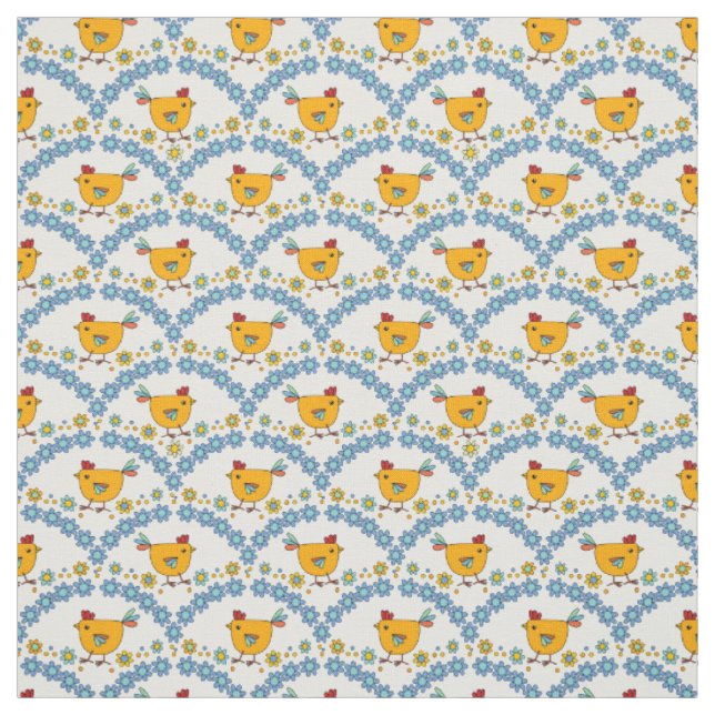 Cute trendig modern färglös kyckling och blomma tyg (Provkarta)
