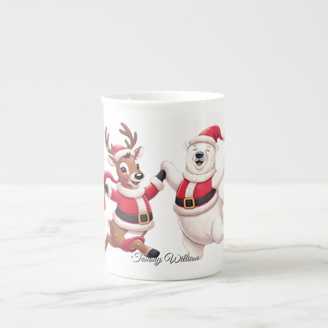 Cute Trendig Modern Funny God jul Benporslin Mugg (Framsidan)