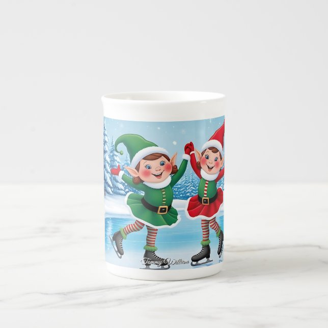 Cute Trendig Modern Funny God jul Benporslin Mugg (Framsidan)