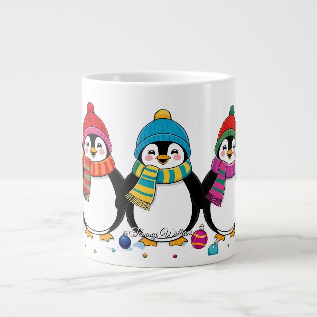 Cute Trendig Modern Funny God jul Jumbo Mugg (Framsidan)