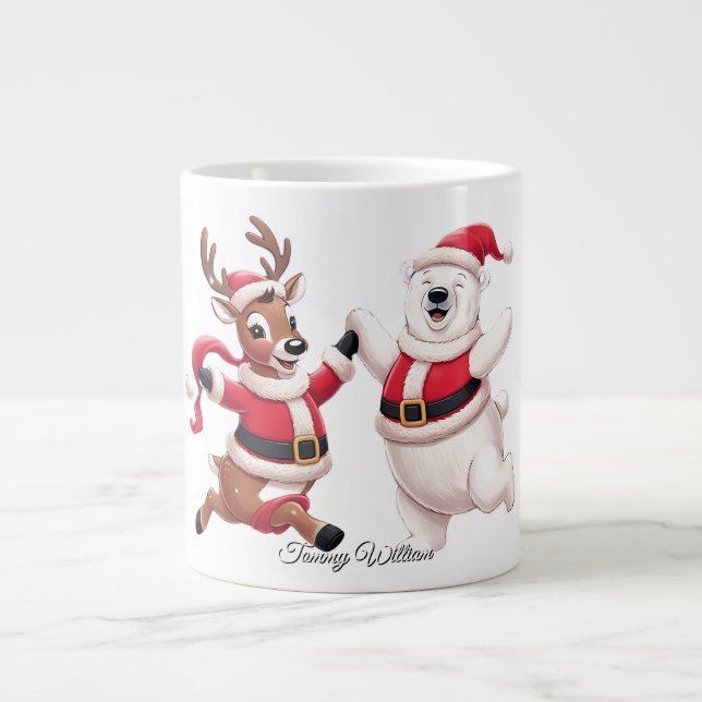 Cute Trendig Modern Funny God jul Jumbo Mugg (Framsidan)