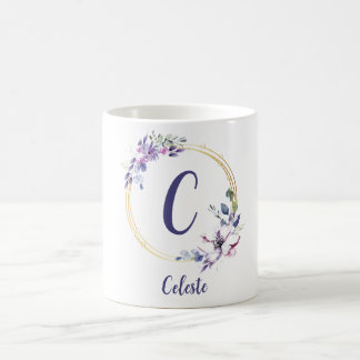 Cute Trendig Monogram Blommigt Mugg
