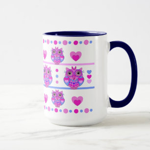 Cute trendig mugg med Ugglor och Namn