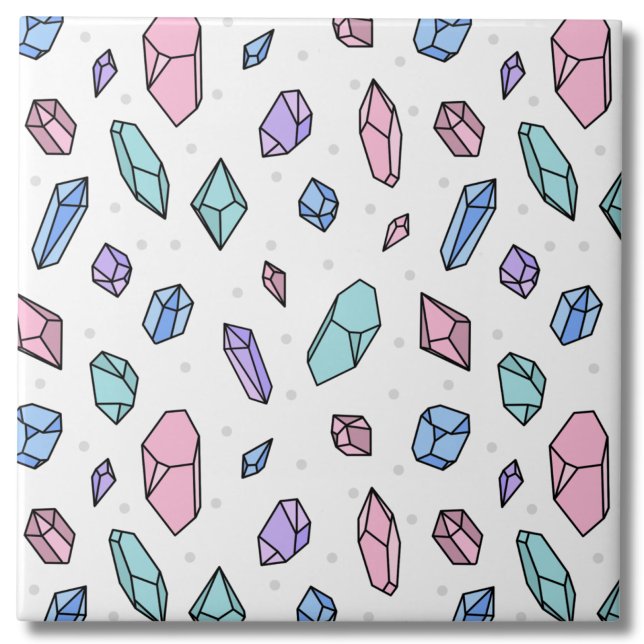 Cute Trendig Pastel Gemstones Gems Crystal Mönster Kakelplatta (Cute Trendy Pastel Gemstones Gems Crystal Pattern Ceramic Tile)