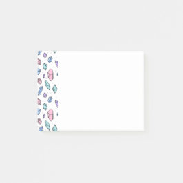 Cute Trendig Pastel Gemstones Gems Crystal Mönster Post-it Block