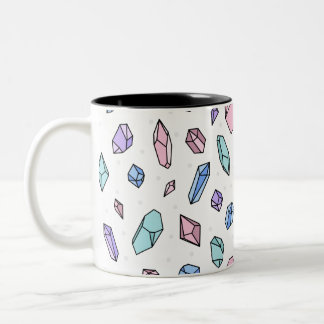 Cute Trendig Pastel Gemstones Gems Crystal Mönster Två-Tonad Mugg