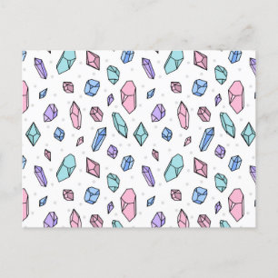 Cute Trendig Pastel Gemstones Gems Crystal Mönster Vykort