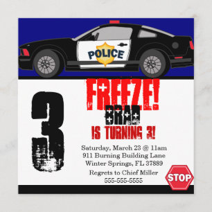Cute Trendig-polisbilen Födelsedagsfest inbjudan