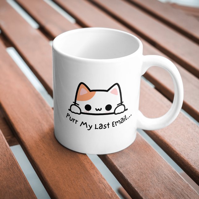 Cute Trendig Purr Min sista e-postkaffe Mugg (Skapare uppladdad)