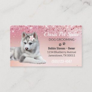 Cute Trendig Rosa Glitter Hund Groom Service Visitkort