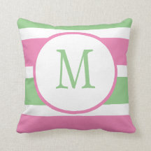 Cute Trendig Rosa och Grönt Rand Monogram