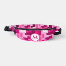 Cute Trendig Shock rosa Digital Camo Mönster Monog