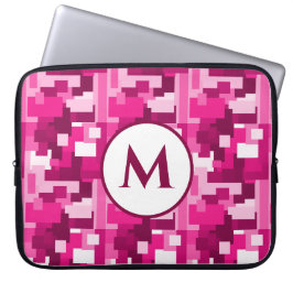 Cute Trendig Shock rosa Digital Camo Mönster Monog Laptop Fodral
