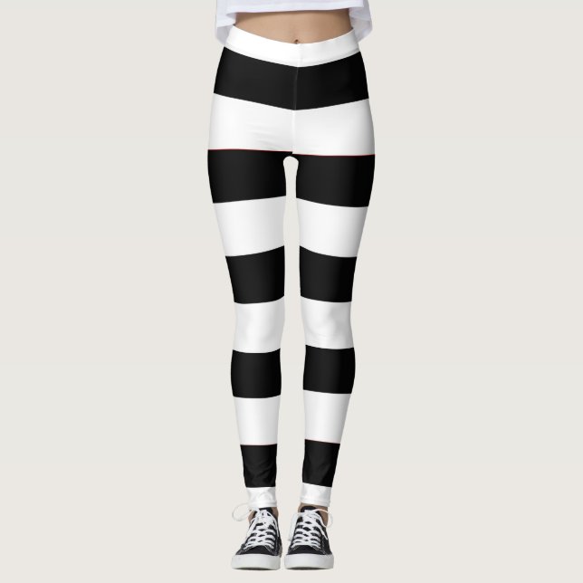 Cute Trendig, svart och vitt Rand Kvinnor Leggings (Framsida)