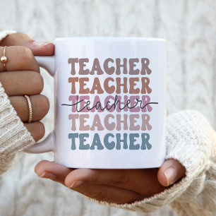 Cute Trendig Teacher Pastel Stacks Två-Tonad Mugg