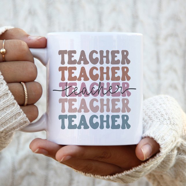 Cute Trendig Teacher Pastel Stacks Två-Tonad Mugg (Skapare uppladdad)