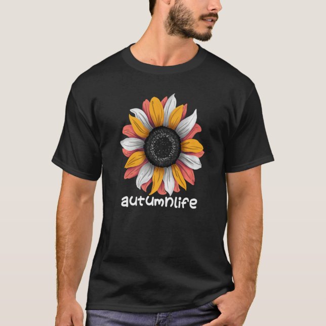 Cute-Trendiget - vacker höstsäsong solros T Shirt (Framsida)