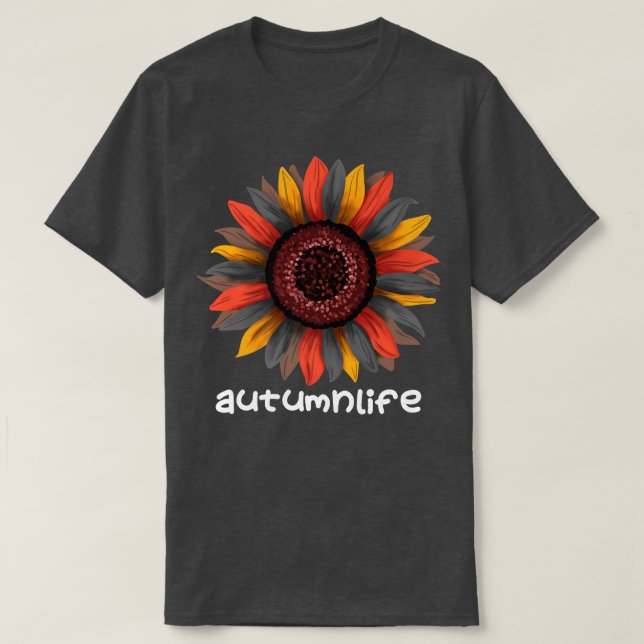 Cute Trendy Beautiful Autumn Fall Season Sunflower T Shirt (Design framsida)