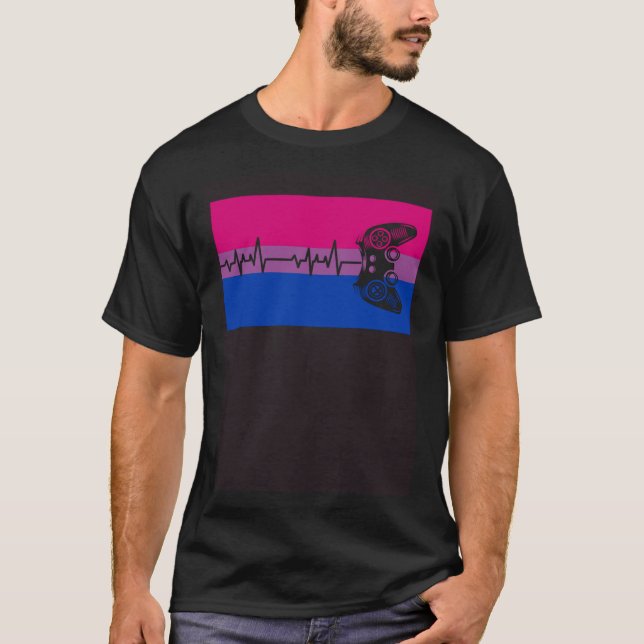 Cute Trendy Gamer Love Gay Bisexual Pride Flag Aes T Shirt (Framsida)
