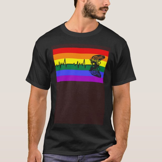 Cute Trendy Gamer Love LGBTQ Gay Pride Flag Queer T Shirt (Framsida)