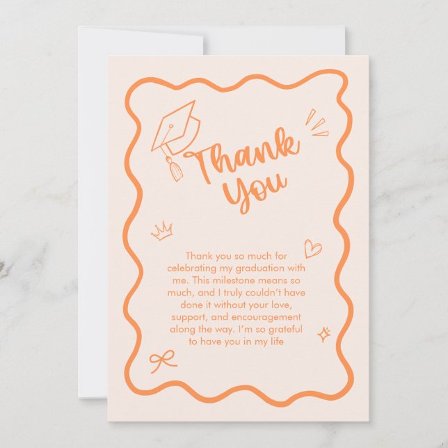 Cute Trendy Pink Wavy Border Graduation Tack Kort (Framsida)