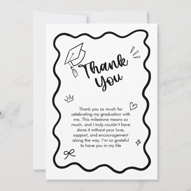 Cute Trendy Pink Wavy Border Graduation Tack Kort (Framsida)